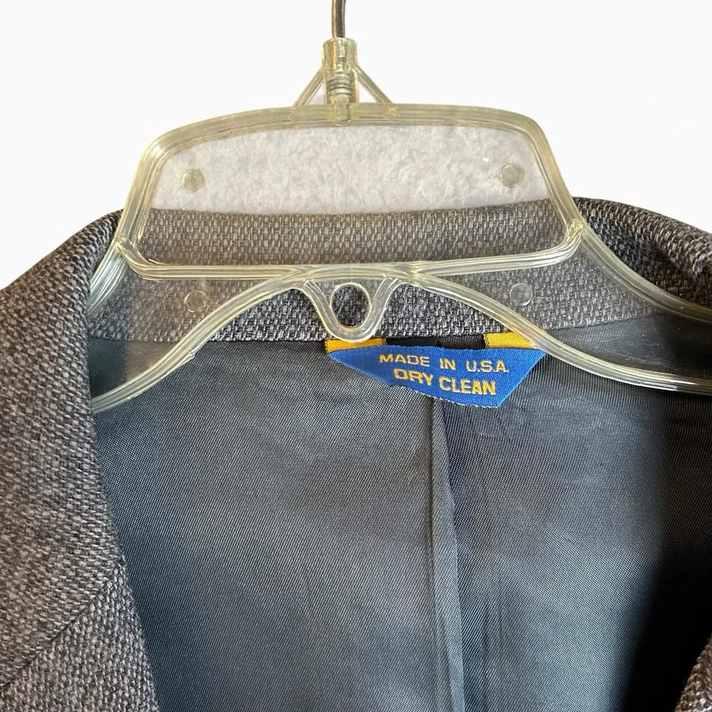 VTG Pendleton Suede Shoulder Elbow Patches Wool Blazer Tweed Coat Gray 44 Long